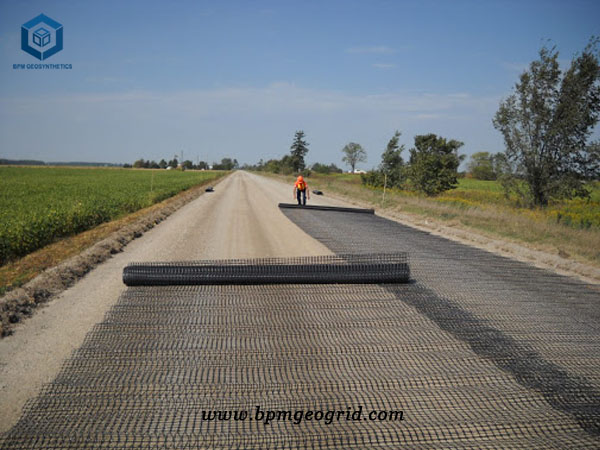 Uniaxial Geogrid Stabilization Fabric Used on Road Construction Project in Ecuador