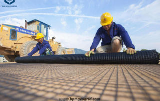 Biaxial Geogrid Mat for road construction project in Cambodia