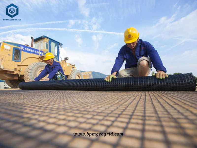 Biaxial Geogrid Mat for road construction project in Cambodia